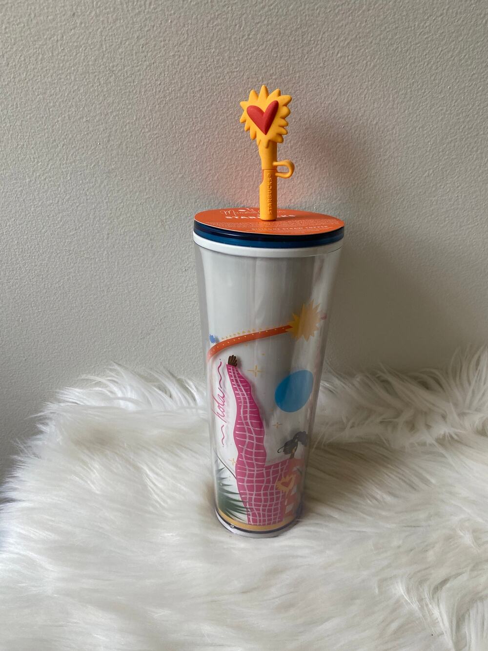 Starbucks x Manuela Guillen Heart Silicone Straw Topper 24Oz Tumbler Cup Fall 23